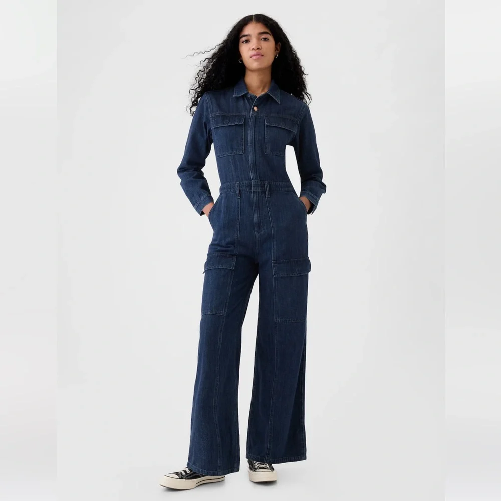 NWT- GAP- 0. Denim Jumpsuit - Picture 1 of 6